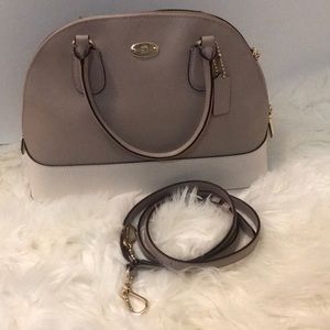 Coach Mini Sierra Satchel Long Strap Taupe Cream